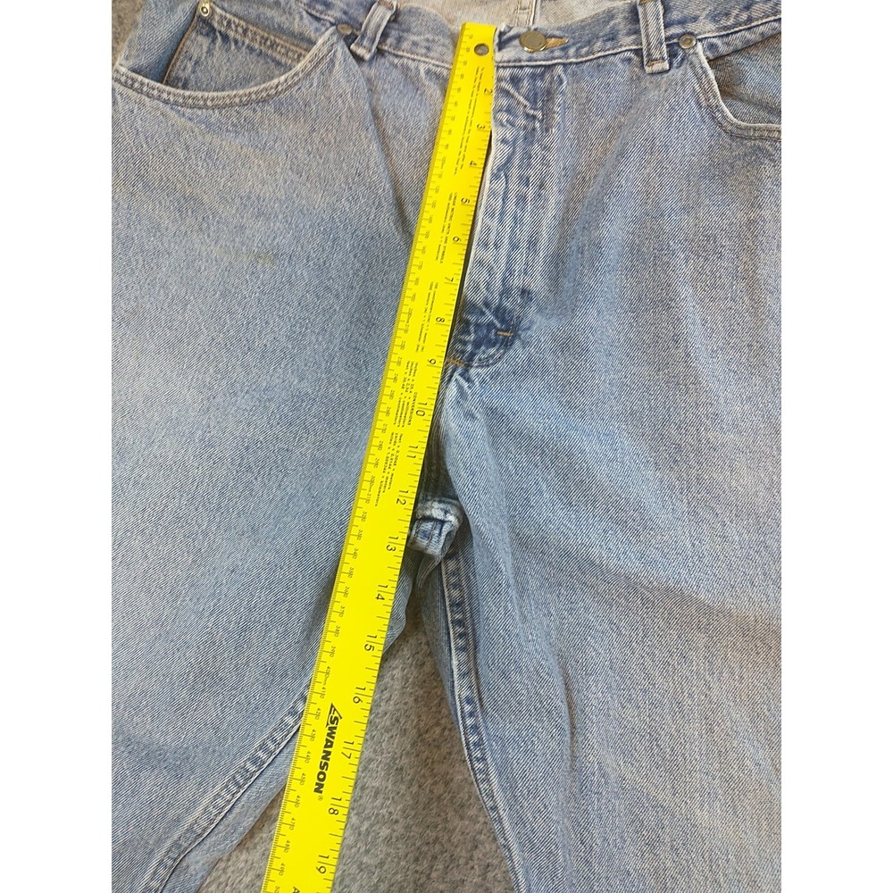Wrangler 97601VR Mens Light Wash Straight Leg Denim Jeans 36x29 Distressed Blue - Picture 9 of 16